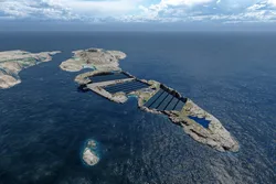 Slik vil det landbaserte anlegget til Gigante Salmon ta seg ut på Lille Indre Rosøy i Nordland.